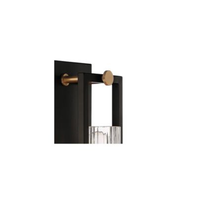 Industrial Modern Wall Light Sconces Set of 2 Black Warm Brass Hardwired 4 1/2" Fixture Clear Ribbed Glass Shade for Bedroom Bathroom Vanity