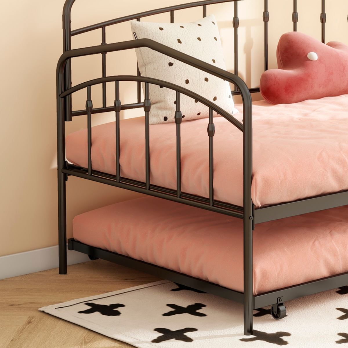 Streamdale Furniture Fox twin daybed with twin trundle, Black