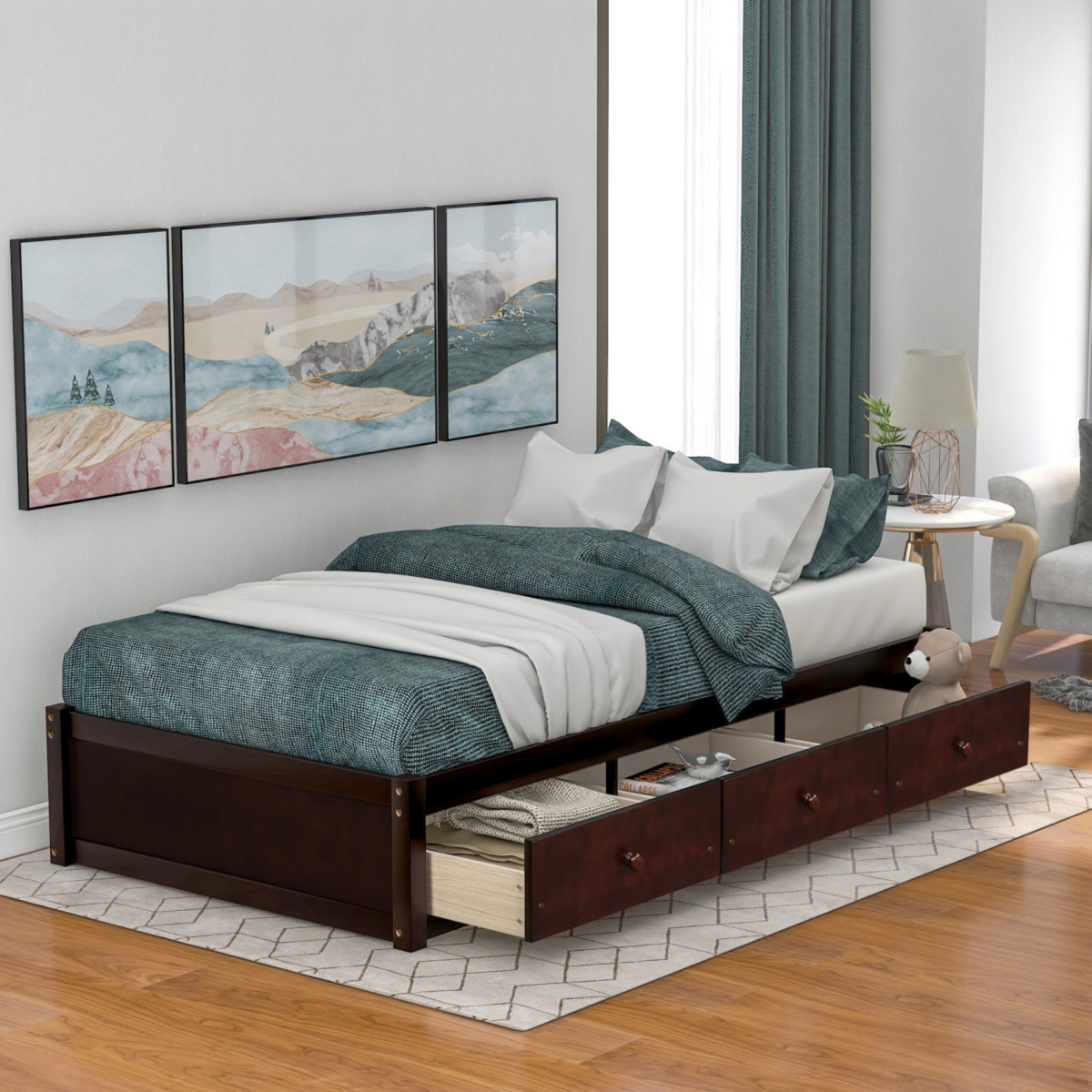 Streamdale Twin Platform Storage Bed With 3 Drawers