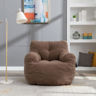 Soft Tufted Foam Bean Bag Chair With Teddy Fabric