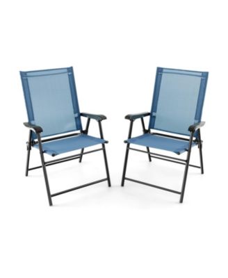 Patio Dining Chair Set of 2 with Armrests and Metal Frame