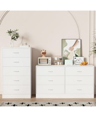 6 Drawer White Dresser for Bedroom Versatile Chests of Drawers