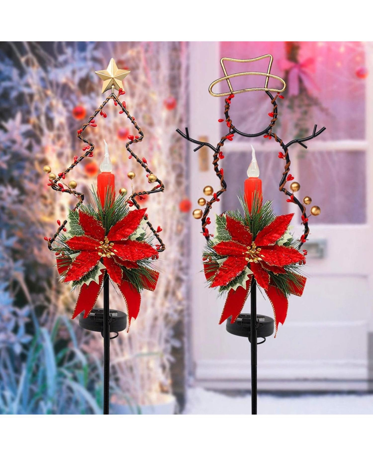 2-Pack Solar Candle Pathway Lights Outdoor Waterproof - Multicolor