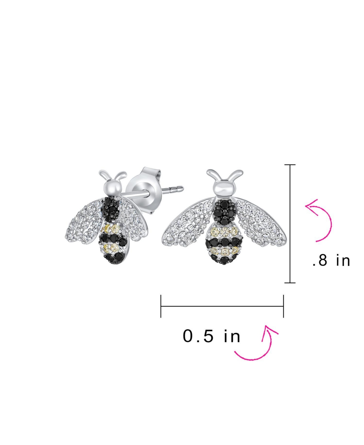 Bling Jewelry Estate Art Deco Style Garden 3D Insect Micro paveCubic Zirconia Queen Bumble Bee Stud Earrings For Women Sterling Silver