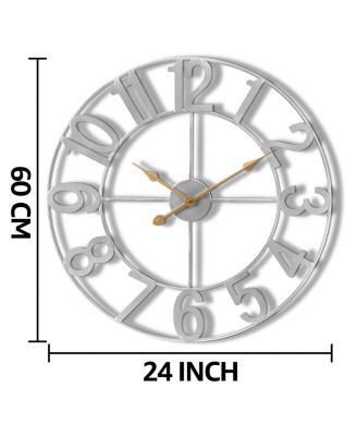 Large Wall Clock for Living Room Decor - Numeral Wall Clock for Kitchen - 24 inch Wall Clock Decorative (Gold)