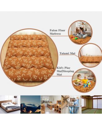 Full Size Futon Mattress Floor Mattress Pad Floral Print Portable Dorm Sleeping Pad, 54"x 80"