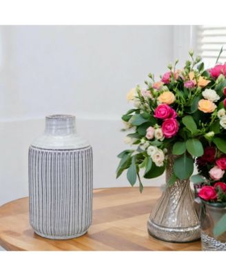 Rustic Ribbed Terra Cotta Vase Charming Home Decor Accent