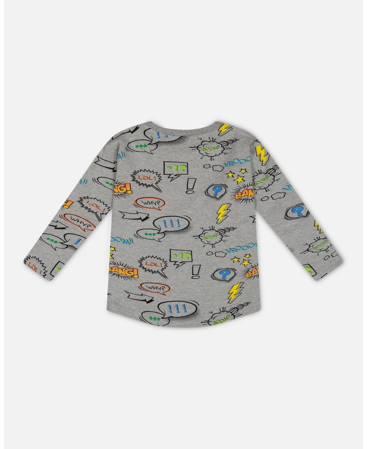 Deux par Deux Big Boys Long Sleeve Printed T-Shirt- Gray mix