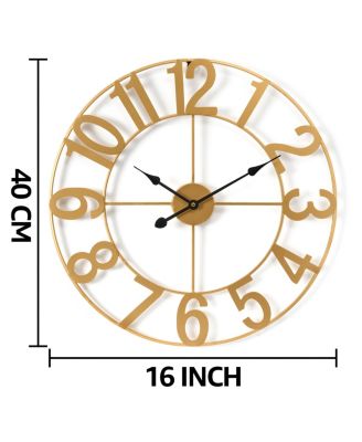 Large Wall Clock for Living Room Decor - Numeral Wall Clock for Kitchen - 16-inch Wall Clock Decorative (Gold)