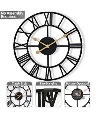 Wall Clock for Living Room Decor - Roman Numeral Wall Clock for Kitchen - 12 inch Wall Clock Decorative (Gold)