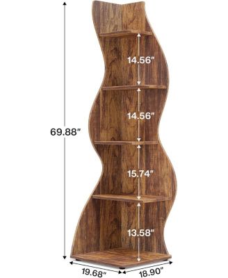 5-Tier Corner Shelf – Stylish Wall-Mounted Bookcase & Plant Stand for Living Room or Home Office