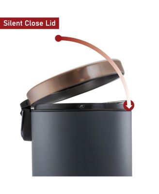 12 Liter Stylish Grey and Copper Soft Pedal Office, Kitchen and Bathroom Trash Bin