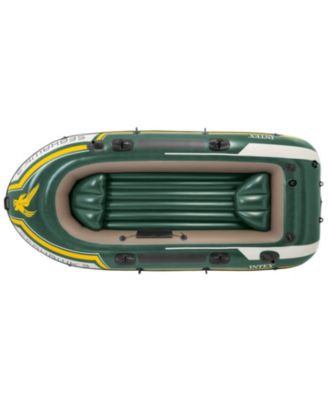 Seahawk 3 Person Inflatable Rafting Boat Set with Aluminum Oars and Pump