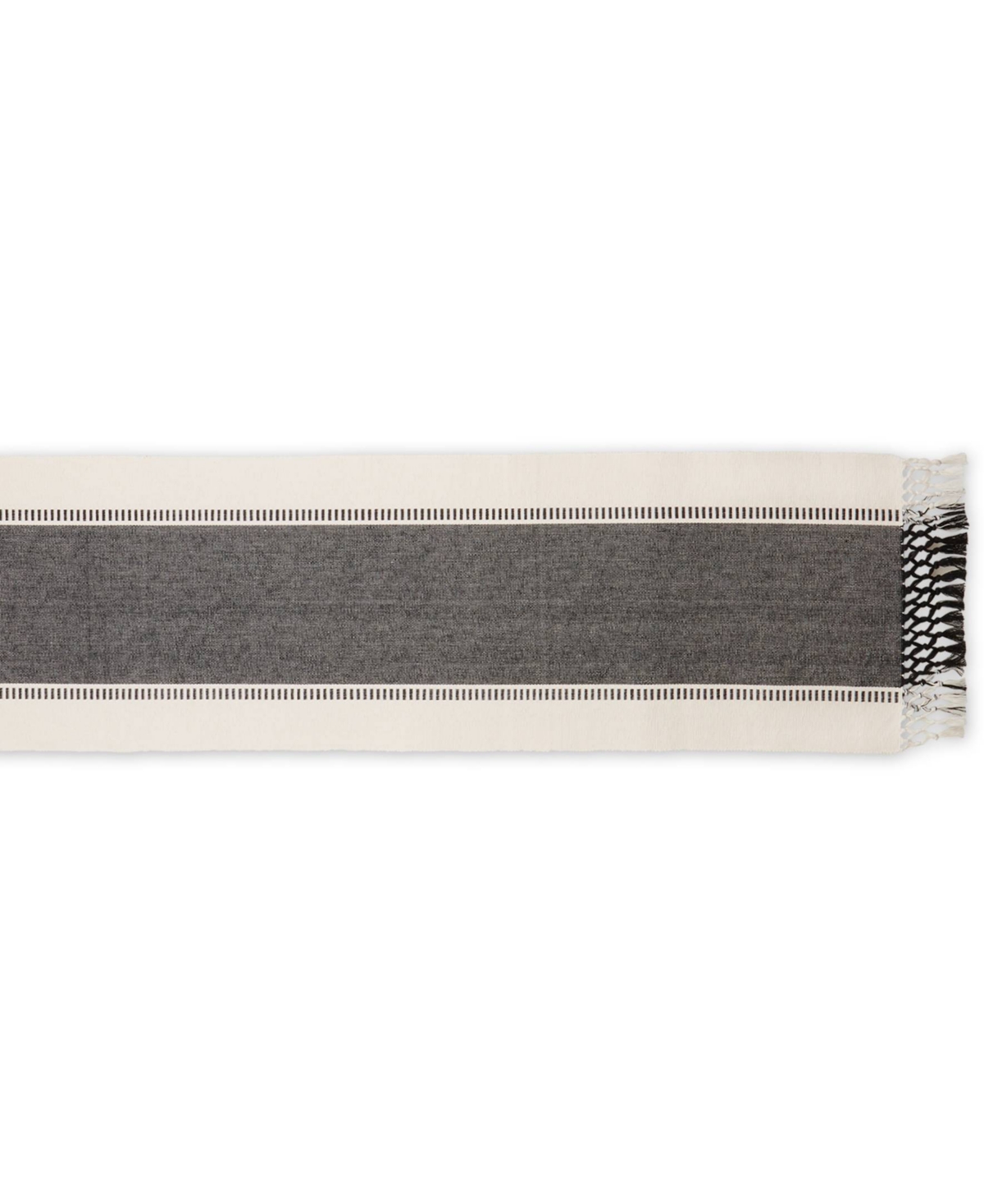 Design Imports Dobby Stripe Ribbed Table Runner, 13"x72 " In Black