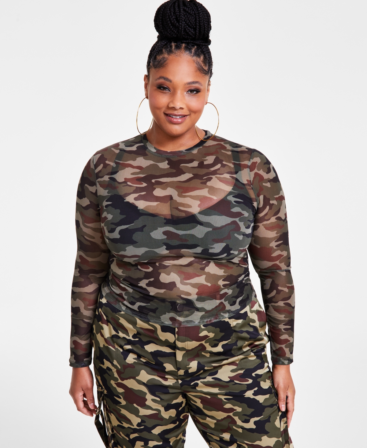 Camo sheer top cheap