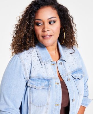Nina Parker - Trendy Plus Size Cotton Embellished Denim Jacket