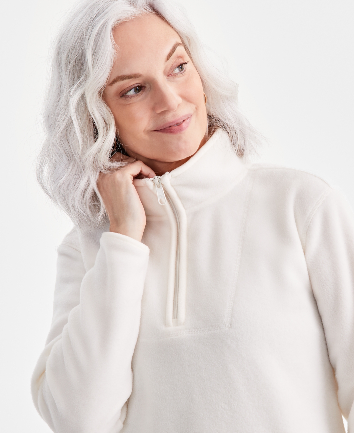 Style & Co Petite Quarter-Zip Polar Fleece Top, Created for Macy's