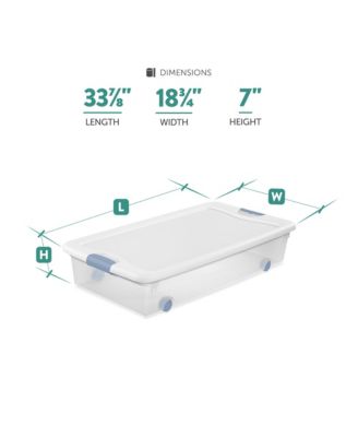 56 Quart Latching Stackable Wheeled Storage Container w/ Lid, (4 Pack)