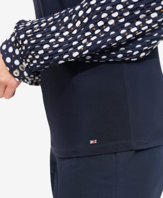 Women's Collared Pleated-Sleeve Top