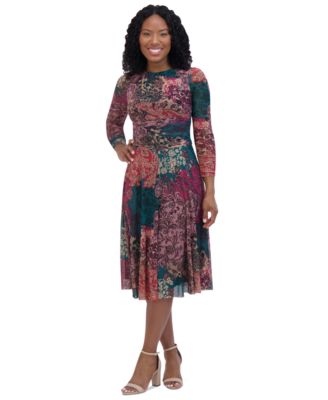 Jessica howard Petite Printed Ruched Waist Midi Dress Macy s