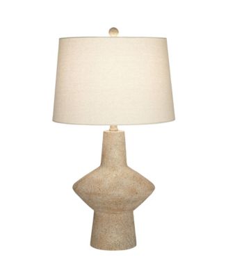 Cozumel 26 3/4" Tall Geometric Rustic Mid Century Modern Table Lamps Set of 2 Beige Living Room Off-White Shade