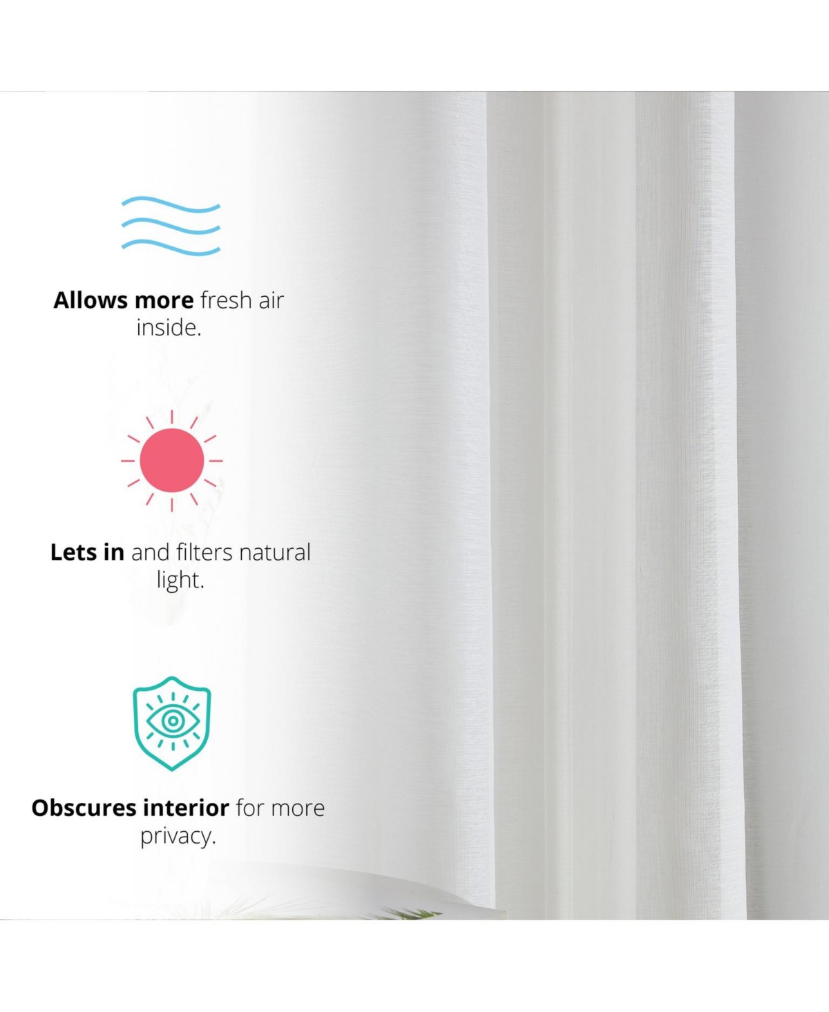 Hlc.me 2 Piece Semi Sheer Voile Window Curtain Drapes Grommet Panels for Bedroom