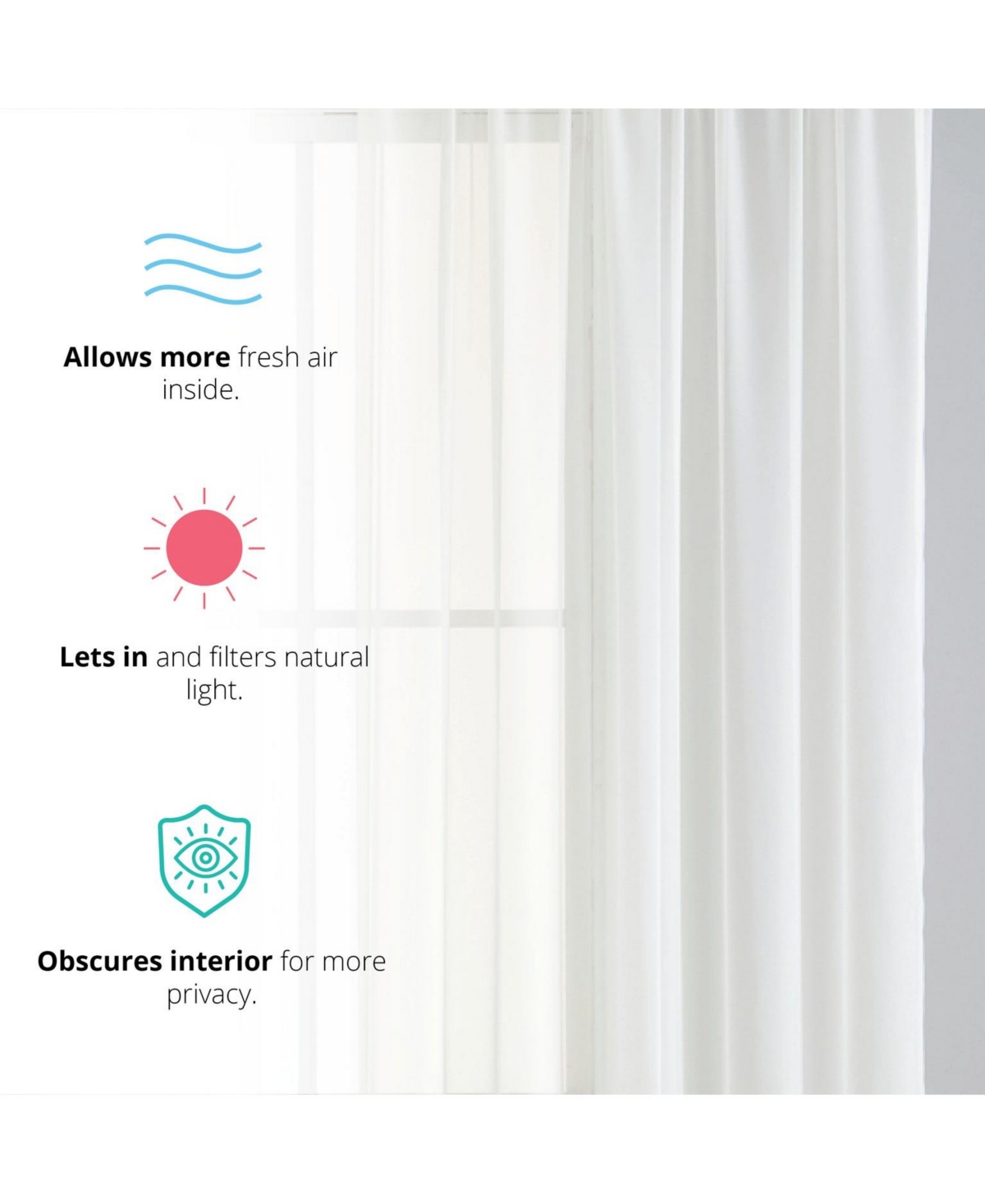 Hlc.me 2 Pack Sheer Voile Window Curtain Sheer Panels