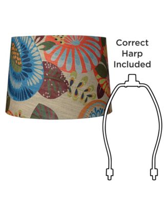 Tropic Medium Drum Lamp Shade 14" Top x 16" Bottom x 11" Slant (Spider) Replacement with Harp and Finial