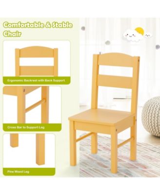 Kids 5 Pieces Table and Chair Set Wooden Children Activity Playroom Furniture Gift