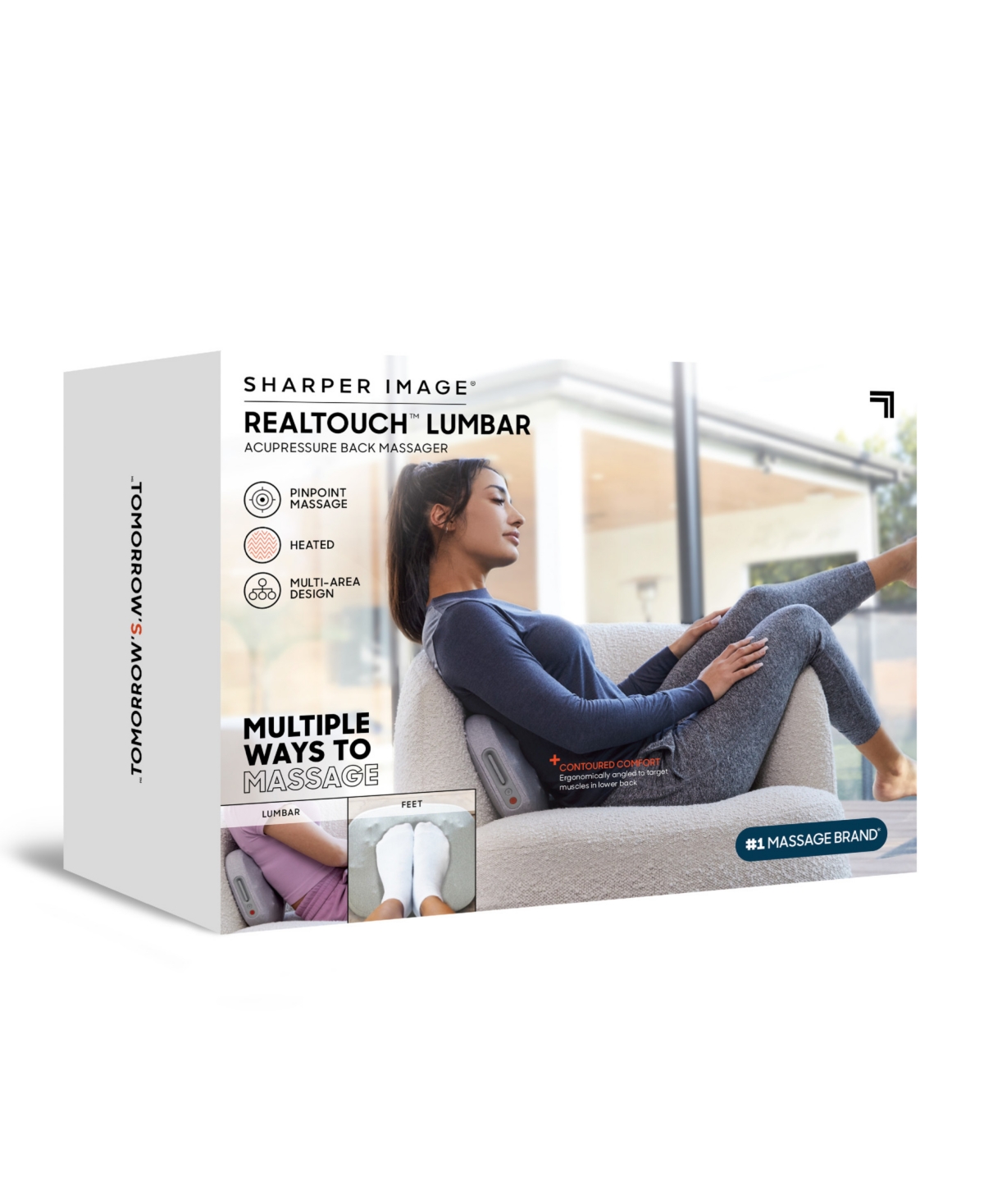 Sharper Image Real Touch Lumbar Acupressure Back Massager In Grey