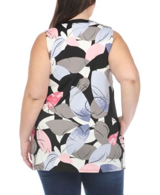 Plus Size Pleated Front Sleeveless Tunic Top