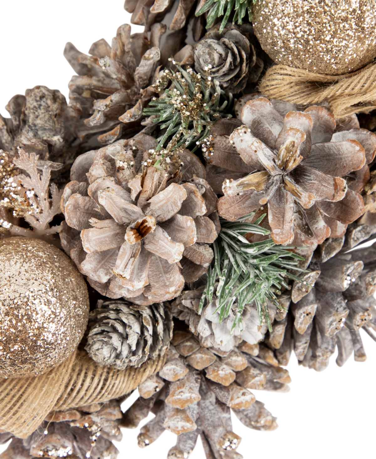 Northlight Glittered Pine And Burlap Bows Artificial Wreath In Brown