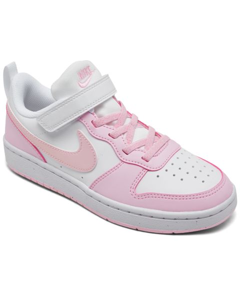 Детские кроссовки Nike Little Girls Court Borough Low Recraft Adjustable Strap Casual Sneakers from Finish Line