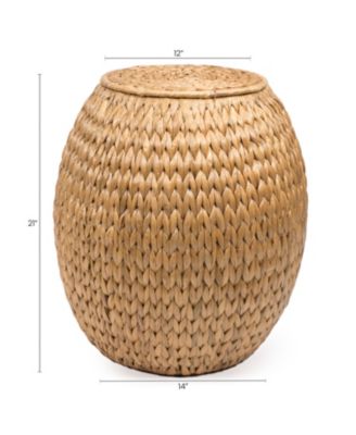 Colt 17&amp;quot; Coastal Bohemian Handwoven Hyacinth Storage Stool with Lid, Natural