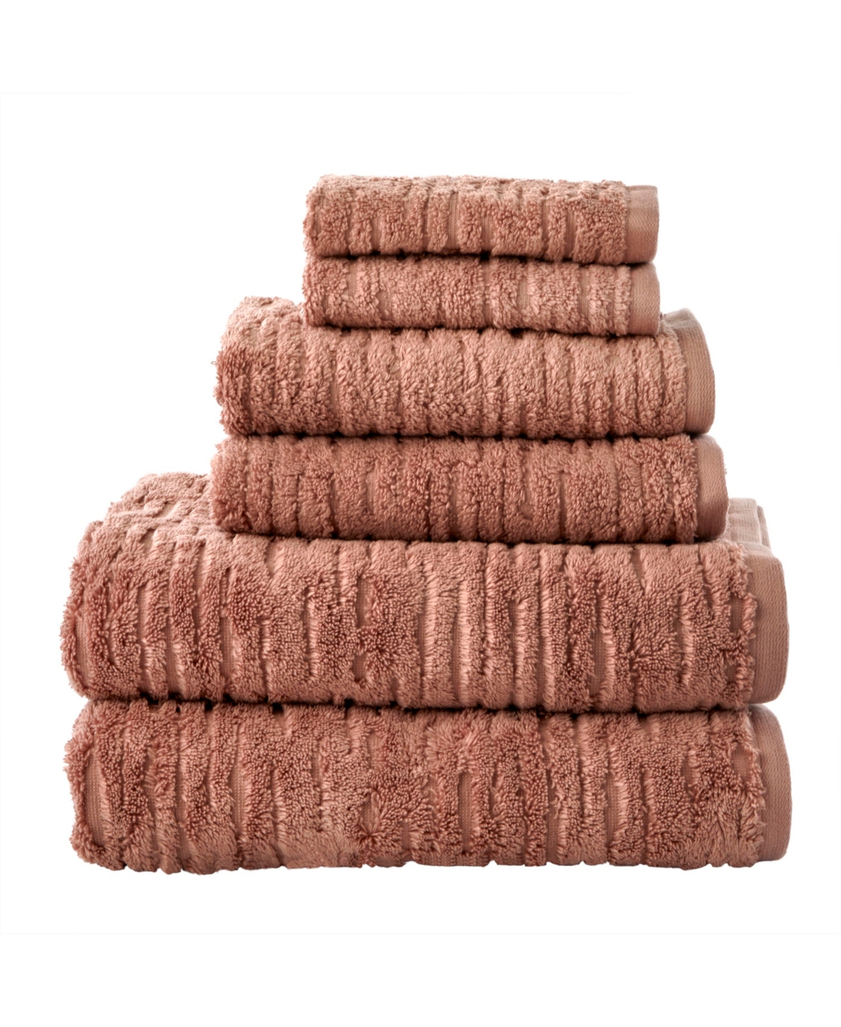 Skl Home Cloudsoft 100% Long Staple Cotton 6-piece Bath Towel Set In Clay