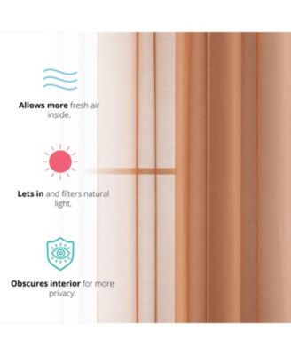 2 Piece Semi Sheer Voile Window Curtain Drapes Grommet Panels for Bedroom, Living Room & Kids Room