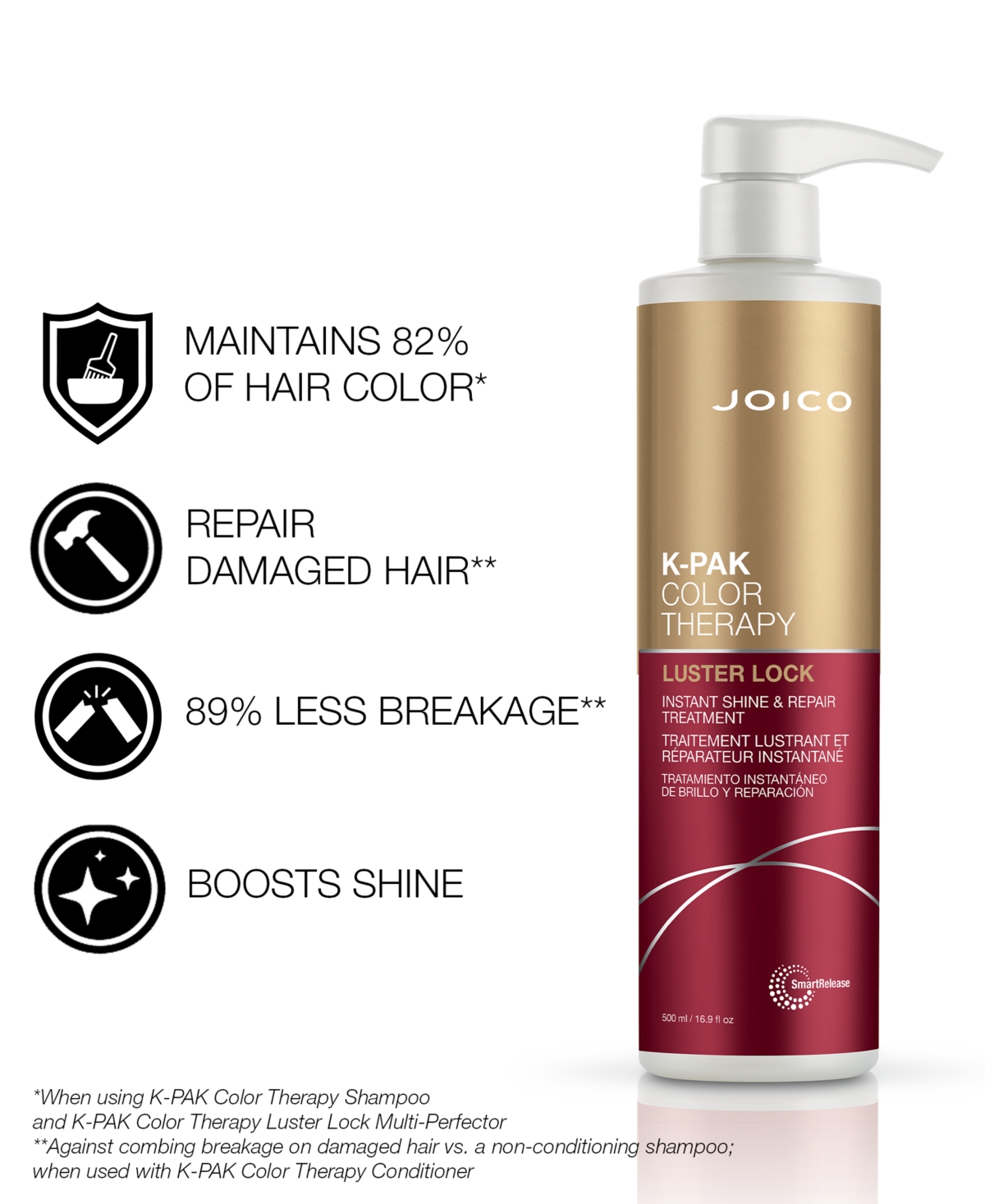 Joico K-pak Color Therapy Luster Lock Instant Shine & Repair Treatment, 16.9 Oz. In No Color