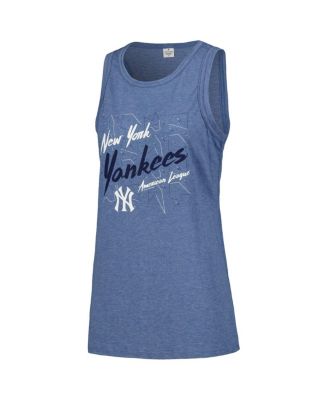 Women's Navy New York Yankees Gauze High Neck Tank Top
