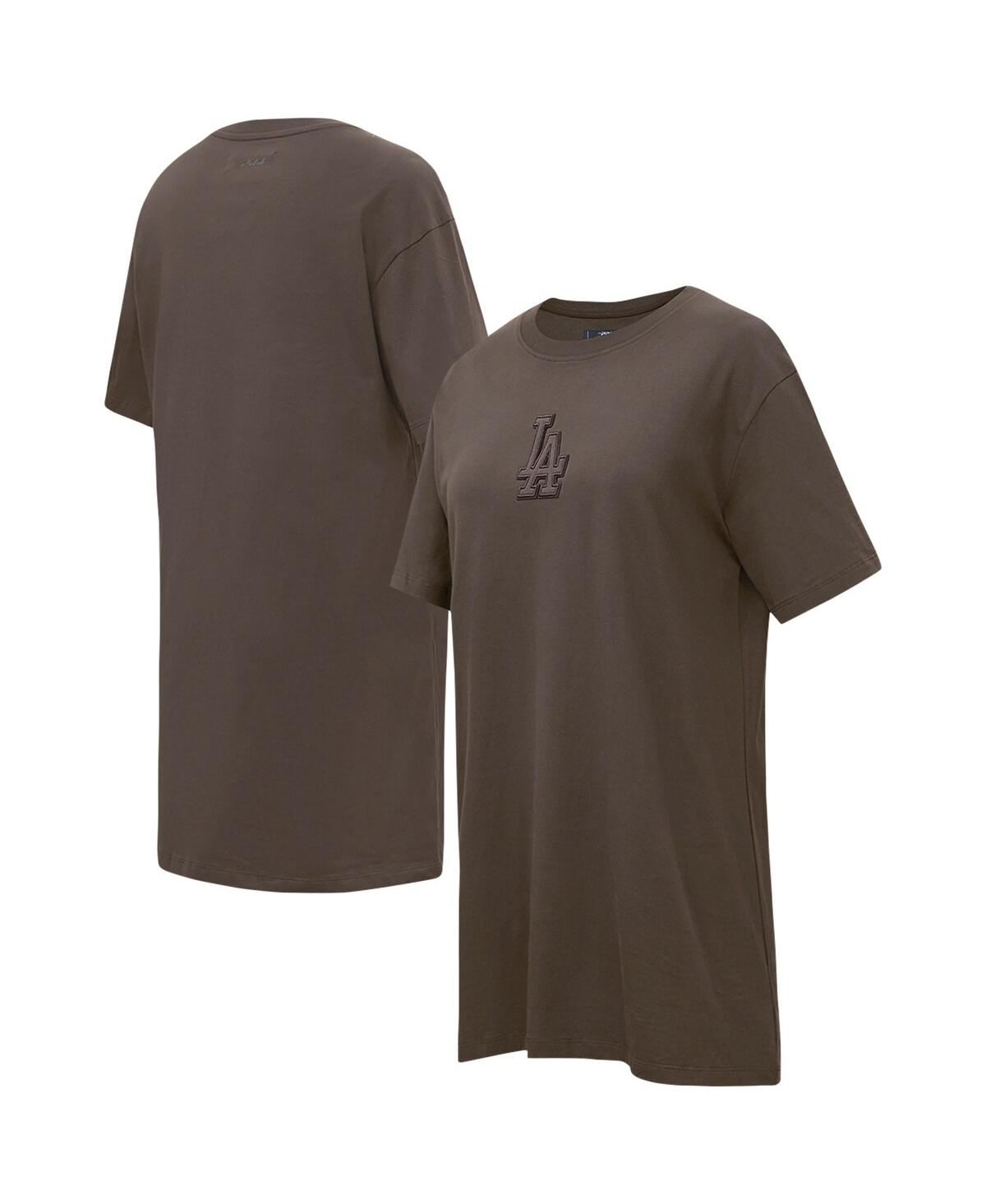 Women's Brown Los Angeles Dodgers Neutral T-Shirt Dress - Brown