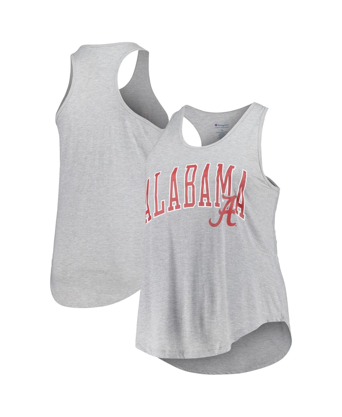 Women's Heather Gray Alabama Crimson Tide Arch Logo Racerback Scoop Neck Tank Top - Heather Gray