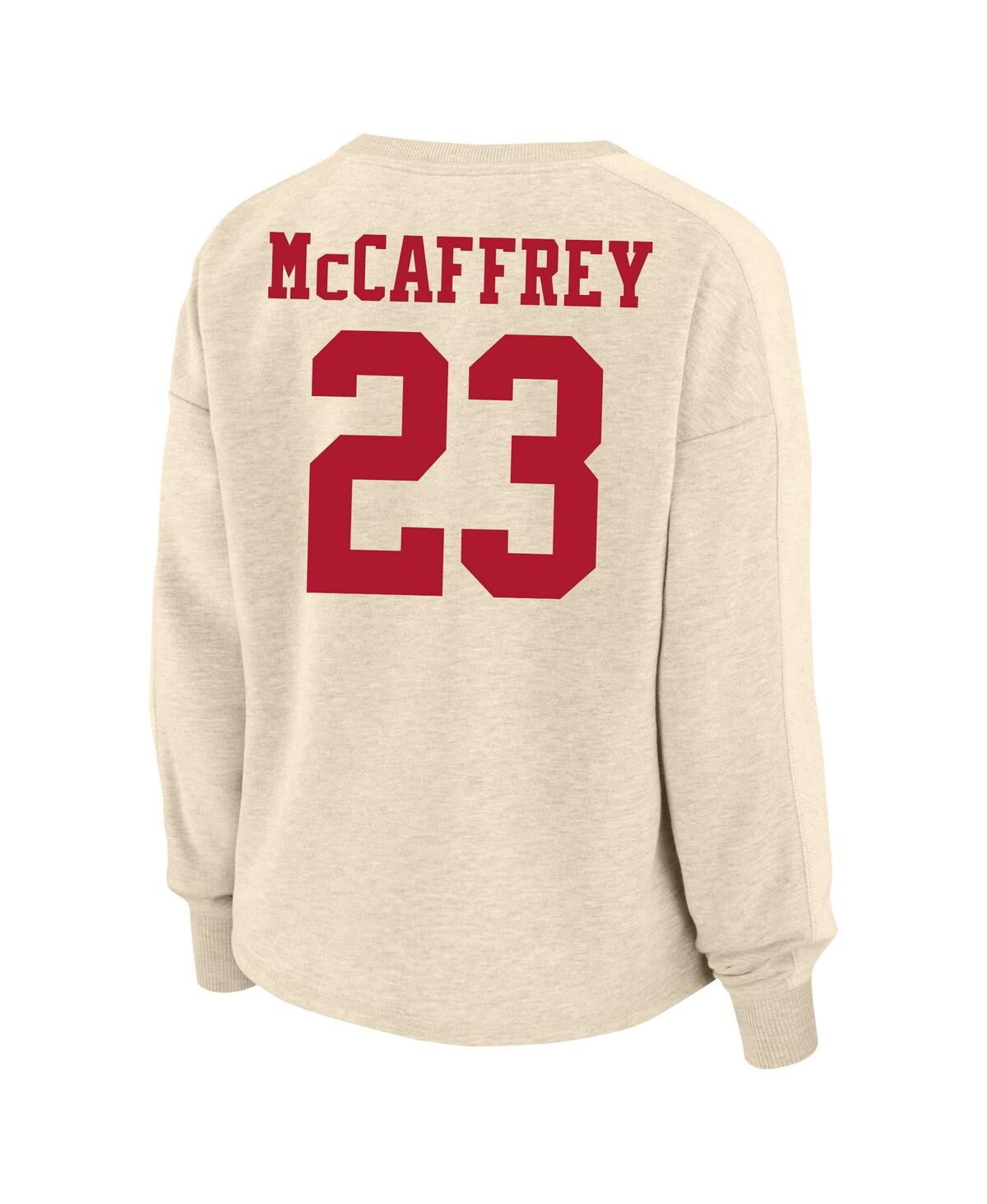 Fanatics Women's Christian Mccaffrey Oatmeal San Francisco 49ers Plus Size Name Number Crew Pullover Sweatshi In Oatmeal