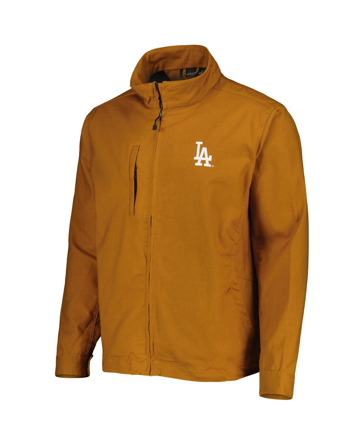 DUNBROOKE MEN'S TAN LOS ANGELES DODGERS JOURNEY TRI-BLEND FULL-ZIP JACKET 