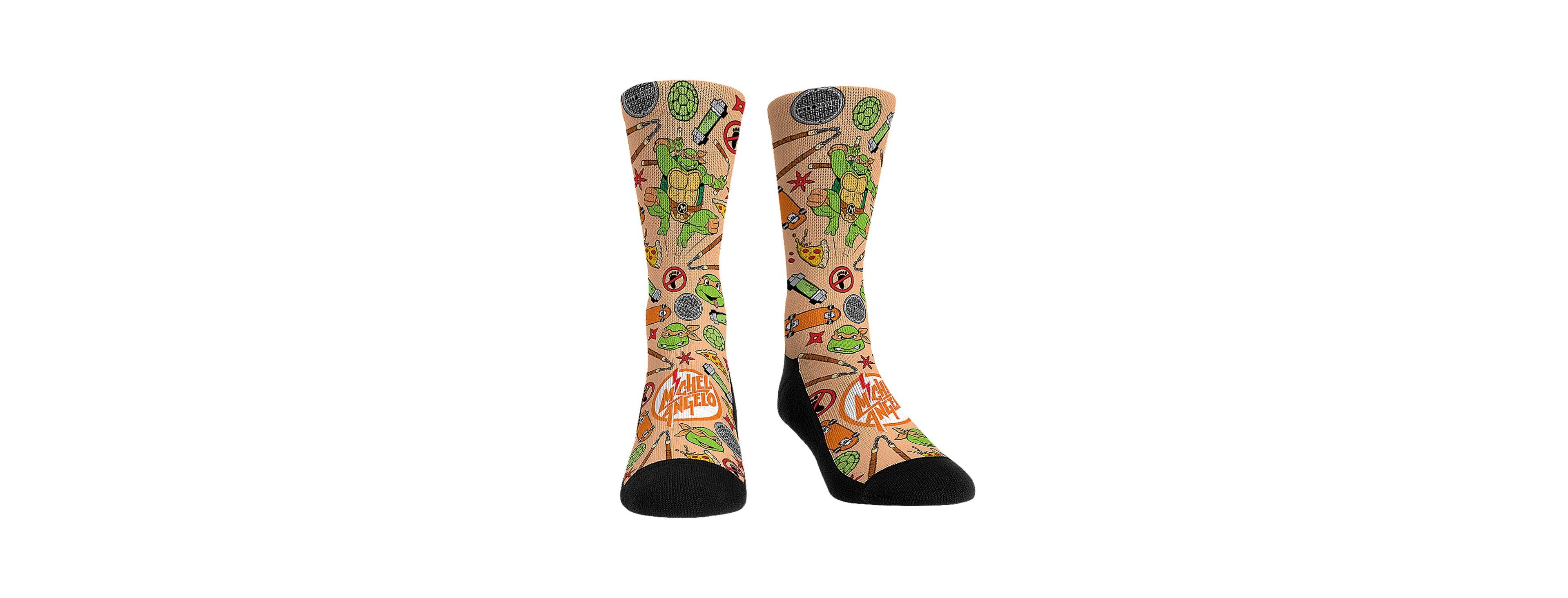 Rock Em Socks Men's and Women's Teenage Mutant Ninja Turtles Michelangelo Kaboom Crew