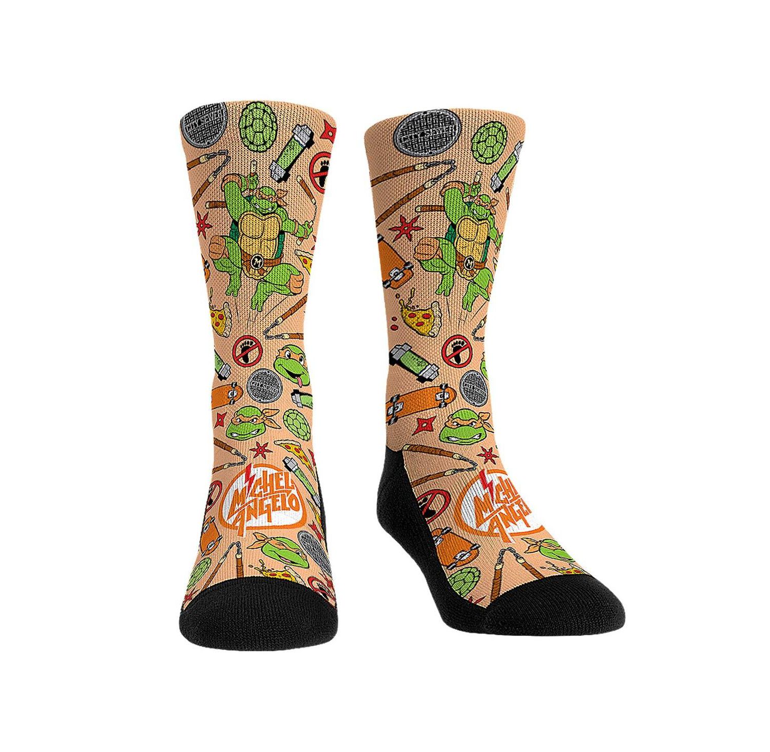 Rock Em Socks Men's and Women's Teenage Mutant Ninja Turtles Michelangelo Kaboom Crew Socks