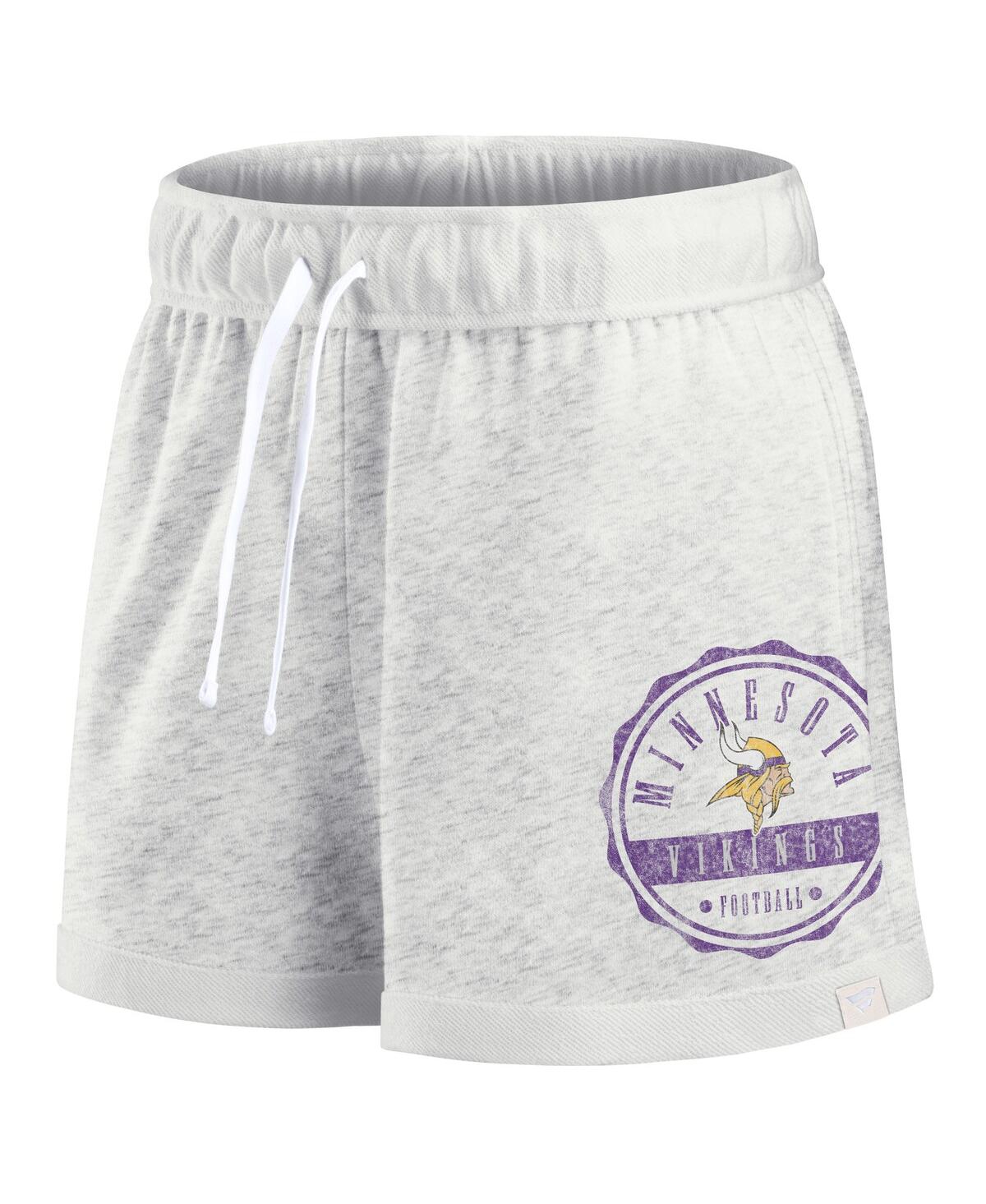 Fanatics Women's Oatmeal Minnesota Vikings Vintage-like Badge Shorts In Oatmeal,white