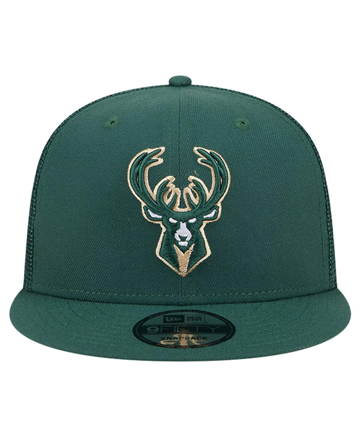 New Era Men's Hunter Green Milwaukee Bucks Evergreen Meshback 9fifty Snapback Hat In Hunter Green