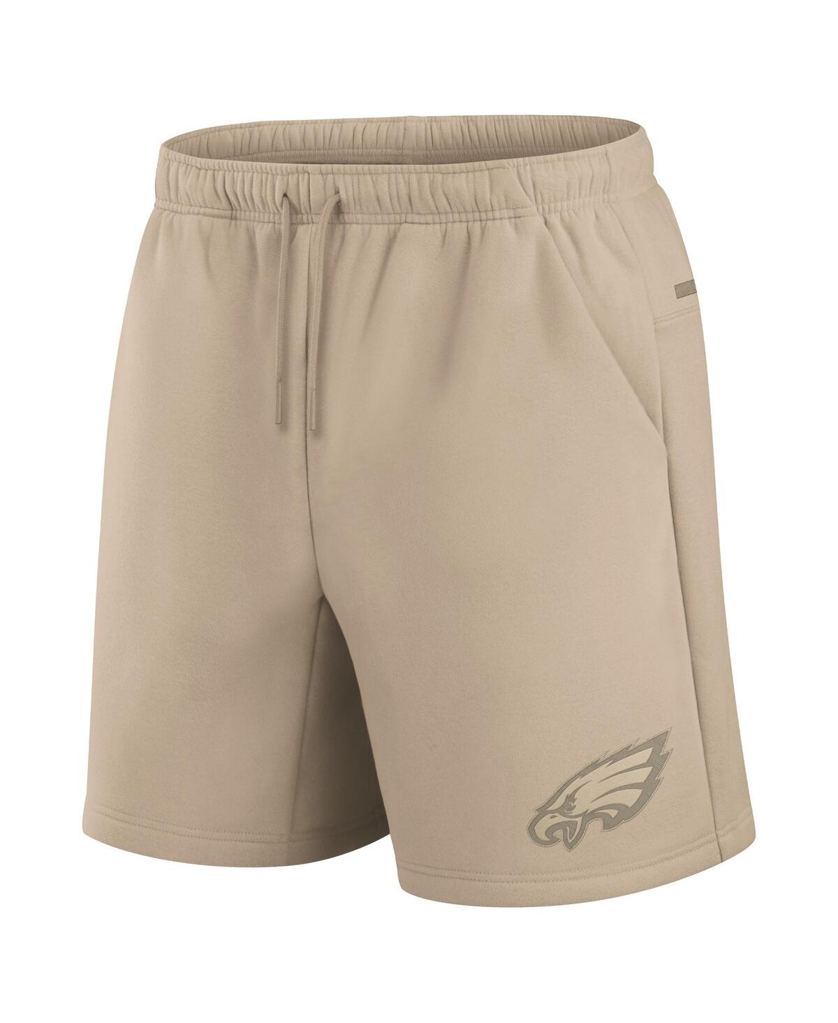 Fanatics Men's And Women's Khaki Philadelphia Eagles Elements Super Soft Fleece Shorts In Khaki