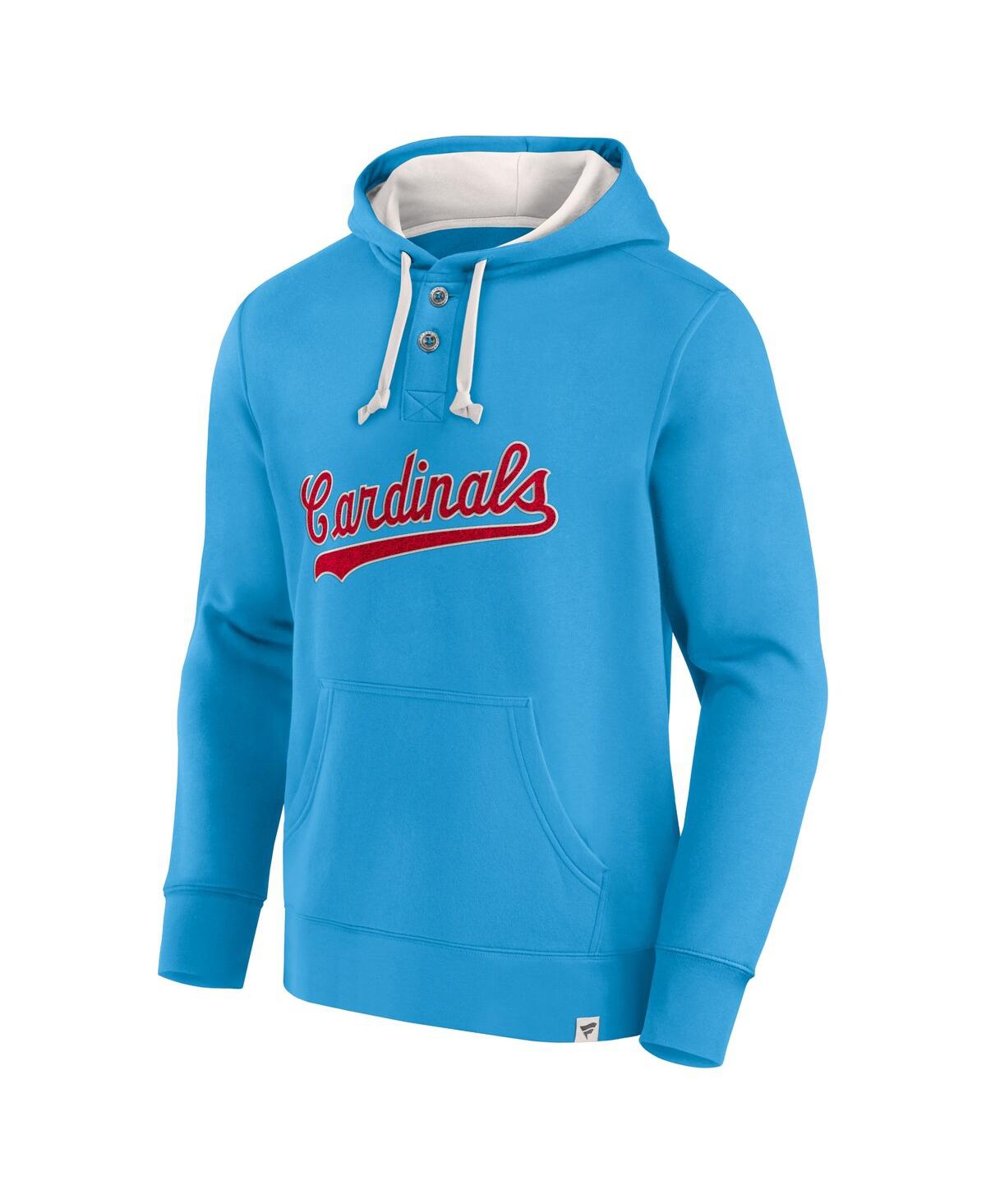 Fanatics Men'sSt. Louis Cardinals Plan for Adversity Henley Fleece Pullover Hoodie - Light Blue, Cream