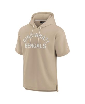 Men's and Women's Khaki Cincinnati Bengals Elements Super Soft Fleece Short Sleeve Pullover Hoodie