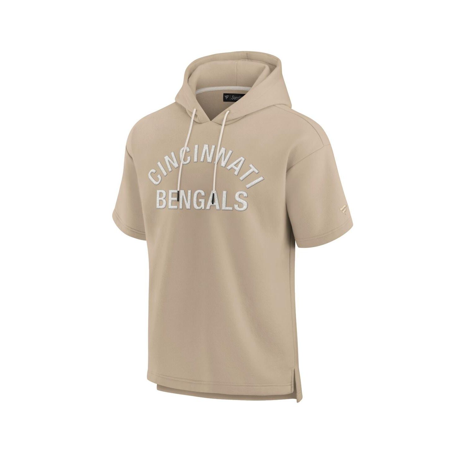 Men's and Women's Khaki Cincinnati Bengals Elements Super Soft Fleece Short Sleeve Pullover Hoodie